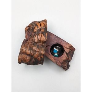 Vintage live edge wood manzanita burlwood trinket stash box twist-top handmade
